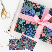 Load image into Gallery viewer, Midnight Blue Flower Meadow Gift Wrap by Lomond Paper Co.