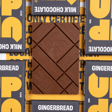 Load image into Gallery viewer, UP-UP Chocolate - Gingerbread Milk Chocolate Bar