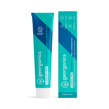 Load image into Gallery viewer, Georganics fluoride-free toothpaste tube and packaging on a white background