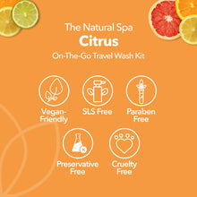 Load image into Gallery viewer, Citrus Mini "On The Go" Travel Wash Gift Set by The Natural Spa Cosmetics