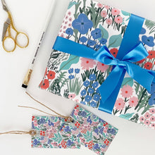 Load image into Gallery viewer, Blue Flower Meadow Gift Wrap by Lomond Paper Co.