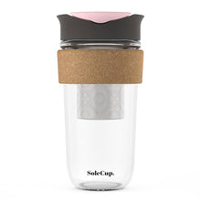 Load image into Gallery viewer, 18oz Tea Infuser Cork Glass Travel Mug by Solecup