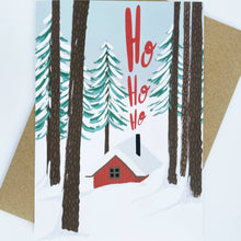 Load image into Gallery viewer, Red Cabin - Ho Ho Ho Christmas Card by Lomond Paper Co.