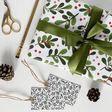 Load image into Gallery viewer, Christmas White Mistletoe Gift Wrap by Lomond Paper Co.