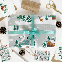 Load image into Gallery viewer, Little Log Cabins in the Snow Gift Wrap by Lomond Paper Co.