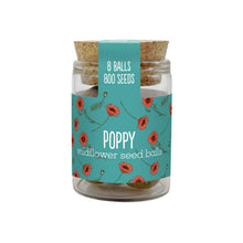 Load image into Gallery viewer, Glass jar with poppy seed ball packaging on a white background