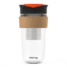 Load image into Gallery viewer, 18oz Tea Infuser Cork Glass Travel Mug by Solecup