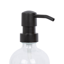 Load image into Gallery viewer, Clear bottle with black pump dispenser on a white background