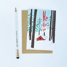 Load image into Gallery viewer, Red Cabin - Ho Ho Ho Christmas Card by Lomond Paper Co.