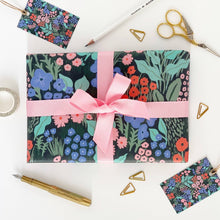 Load image into Gallery viewer, Midnight Blue Flower Meadow Gift Wrap by Lomond Paper Co.