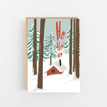 Load image into Gallery viewer, Red Cabin - Ho Ho Ho Christmas Card by Lomond Paper Co.
