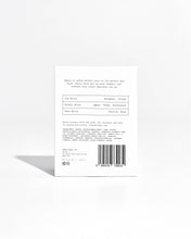 Load image into Gallery viewer, Back of a product packaging with text and a barcode on a white background
