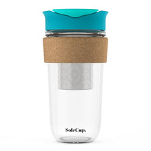 Load image into Gallery viewer, 18oz Tea Infuser Cork Glass Travel Mug by Solecup
