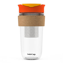 Load image into Gallery viewer, 18oz Tea Infuser Cork Glass Travel Mug by Solecup
