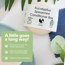 Load image into Gallery viewer, Eucalyptus Spearmint Conditioner Bar with label and text on a white background
