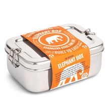 Load image into Gallery viewer, Stainless steel lunch box with orange Elephant Box packaging on a white background
