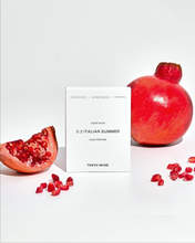 Load image into Gallery viewer, Pomegranate fruit and a box labeled 'Tenth Muse' on a white background
