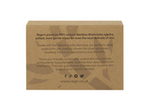 Load image into Gallery viewer, Box of Regn's premium 100% natural bamboo washcloths with product description and branding details.

