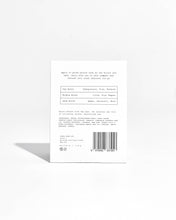 Load image into Gallery viewer, Back of a product packaging with text and a barcode on a white background
