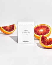 Load image into Gallery viewer, Tenth Muse Clean Girl solid perfume packaging with blood orange slices on a white background
