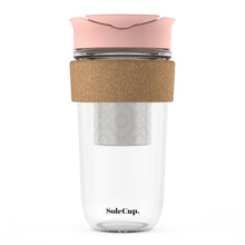Load image into Gallery viewer, 18oz Tea Infuser Cork Glass Travel Mug by Solecup
