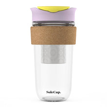 Load image into Gallery viewer, 18oz Tea Infuser Cork Glass Travel Mug by Solecup
